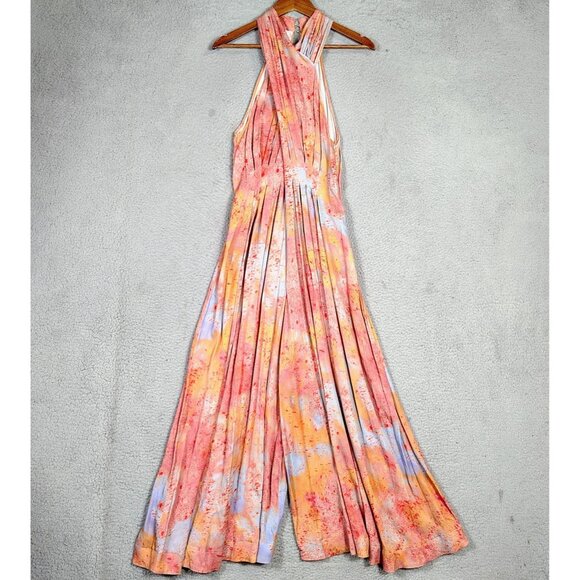 Free People Seduction Jumpsuit Women's S Multicolor Tie-Dye Halter Neck Wide Leg - Picture 3 of 15